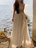 Women Sexy Straps Sleeveless Wedding Maxi Dresses Summer New Fashion Elegant Evening Party Bodycon Beach Vintage Dress