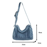 Black Denim Women's Bag New Jeans Messenger Bag Y2K Shoulder Bag Belt Eco Bag Korean Shopping Satchels Canvas Handbags Vintage
