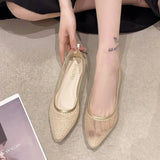 Pointed Toe Low Heel Elegant Shoes for Woman Black Women's Summer Footwear Gold Y2k Lastest Non Slip with Discount Stylish