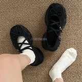 New Fashion Chunky Women Sports Shoes Shallow Butterfly-knot Platform Flat Shoes Ladies Casual Outdoor Mary Jane Shoes