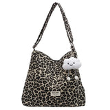 Canvas Leopard Print Hot Selling Shoulder Bag Large Capacity Zipper Versatile Fashion Handbag Soft Simple Trendy Tote Bag