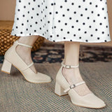 Pumps Japanese Style Lolita Mary Jane Ladies Summer Footwear Gothic Black on Heeled Shoes for Women High Heels Lastest Slip