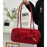 Sweet Bow Women's PU Leather Shoulder Bags Fashion Pillow Small Handbags Female Tote Purses Design Ladies Boston Underarm Bag