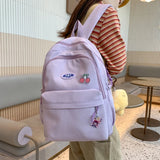 Solid Color Cute Women Backpack Female Fashion Laptop Backpack Kawaii Waterproof Nylon College Backpack Casual Travel School Bag