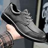 Fashion Classic Men's Genuine Leather Shoes Lace Up Office Business Shoes Commuter Men's Casual Shoes Banquet Suit Shoes