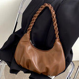 Vintage Folded Women's Small Shoulder Bags Simple Solid Color Fashion Underarm Bag Casual Pu Leather Female Handbags Tote Purse