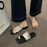 Flat Women's Slippers and Ladies Sandals Summer Black Rubber House Home Shoes White Indoor Slides New Style I Trend Fashion