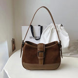 Vintage Brown Shoulder Bag Women New Autumn Patchwork Chic Leather Casual Crossbody Bags Female Retro Versatile Handbag