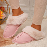 Closed Toe Warm Cotton Slippers Women Faux Fur Thicken Plush Winter Home Shoes Woman Lightweight Casual Indoor Slides Female