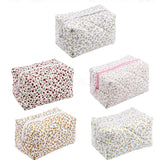New Storage Organizer Floral Puffy Quilted Makeup Bag Flower Printed Cosmetic Pouch Large Travel Cosmetic Bag Makeup Accessory