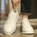 Spring Men's Elevator Shoes Men Loafers White Soft Leather Moccasins Height Increased 5cm Taller Shoes Man Sneakers