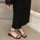 Beach Women Sandals Fashion Narrow Band Flats Shoes Summer Casual Party Dress Female Sandals