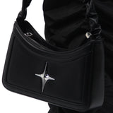 Vintage Pleated Star Black Women's Handbags Fashion Simple Trendy Shoulder Crossbody Bag Korean Y2k Girls Casual Top-Handle Bags