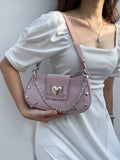 Hot Grils Y2k Handbag Women Vintage Sweet Cool Heart Chain Pink Underarm Bag Female Fairycore Aesthetic Shoulder Bag new