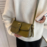Vintage Fashion Crossbody Bags For Women Triple Compartment Changeable Dual Straps Pure Color Square Shoulder Messenger Bag 2022