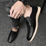 Loafers Mens Moccasins Genuine Leather Italian Spring Summer Casual Shoes Flat Soft Black Driving Shoes Slip On Mocasines Hombre