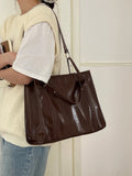 Large bag for women new Korean style versatile simple large capacity tote bag shoulder handbag thickeneded soft leather bag