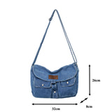 Large Denim Flap Women's Bag Jeans Messenger Bag Y2K Canvas Shoulder Cross Bag Cowboy Eco Bag Korean Shopping Satchel Hobos