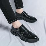 New Fashion Men's Thick Bottom Monk Shoes Men Dress Shoes Leather Shoes Male Brogue Carving Business Formal Shoes Wedding Shoes