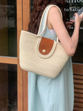 Summer Vacation Women's Beach Straw Shoulder Bags Large Capacity Ladies Weave Purse Handbags Fashion Female Travel Casual Tote