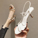 Women Sandals Sexy Summer Shoes Gladiator Clip Toe High Heels Bandage Buckle Strap Pumps Squre Toe Ladies Party Fashion Stiletto