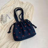 New Embroidered Denim Casual Women's Tote Bag Fashionable Elegant Shoulder Bags Simple Large Capacity Women's Crossbody Bag