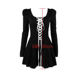Autumn Vintage Long Sleeve Dress Elegant Black Front Puff Sleeve Lace Up Dress Party A Line Mini Women Clothing