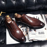 Luxury Business Formal Leather Shoes Black Men's Casual Suit Wedding Oxford Shoes Brown Pointed Office Shoes