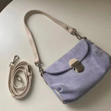 Vintage Purple Women's Faux Suede Handbags Retro Ladies Small Shoulder Crossbody Bags Simple Female Underarm Bag Tote Purse