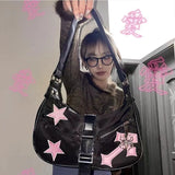 Y2k Vintage Women's Small Shoulder Bag Fashion Cool Girls Star Underarm Bags Evening Party Female Purse Handbags Armpit Bag