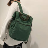 Solid Canvas Women Backpack Double Handle Leisure Female College Student Backpack Unisex Laptop Bag Girl Travel School Bag