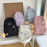 Solid Color Cute Women Backpack Female Fashion Laptop Backpack Kawaii Waterproof Nylon College Backpack Casual Travel School Bag