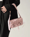 Bow Ruched armpit bag for women Shoulder bags pu leather Fashion Designer Messenger bags ladies Handbag