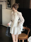 Elegant Chiffon Y2k Party Mini Dress Korean Women Fashion Long Sleeve One Piece Vestidos Spring Autumn Wedding Robe Mujers