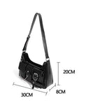 Aesthetic Punk Women Multi-pockets Chain Crossbody Bag Black Handbags Lady Y2K Moto Biker Shoulder Messenger Bag Trend Tote Bags