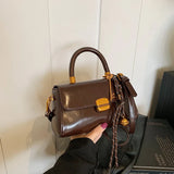 Vintage Fashion Top-handle Bags For Women Flap Shape Shoulder Crossbody Bag With Pendant Winter New Luxury Designer Handbag