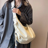 Canvas bag schoolgirl New college students class work commute large capacity lazy one-shoulder crossbody bag