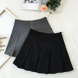 Fashion A Line Women Pleated Skirt High Waist Zipper Grey Student Mini Skirt JK Summer New Black Ladies Suit Skirt