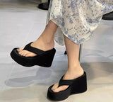 Summer Platform Women Slippers Fashion Elegant Outdoor Silvery Slides Shoes Ladies Casual Wedges Heel Sandalias