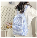 Y2k Aesthetic Bow Contrast Color Plaid Backpack Women Casual High-capacity Ins Schoolbags Fashion Chic Ins Backpacks for Sudents