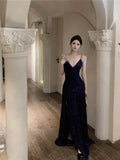 Elegant Backless Split Sequin Long Dresses for Women Summer Sexy Fashion Luxury Slim Bandage Robe Evening Party Female Clothing
