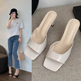 New Summer Women Sandals Square Toe Ladies Heel Mules Sexy High Heels Sandal Slippers Female Fashion Woman Shoes