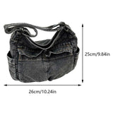 Denim Vintage Messenger Bag Retro Jeans Tote Bag Large Capacity Women Casual Satchel Bag Fashion Shoulder Bag New Handbag