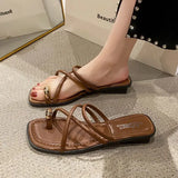 Slides Indoor Summer  Low Heel Black Shoes Women's Slippers And Ladies Sandals Open Toe Original Chic Point Hot Price 39 Pvc