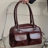 Fashion Women Shoulder Underarm Bags Multi Pocket Purse Totes Vintage PU Leather Ladies Shoulder Bags Large Capacity Handbags