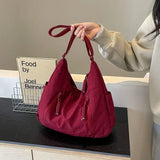 New Casual Versatile Slant Cross College Student Fashion Commuter ShoulderBag Large Capacity Canvas Solid Color Women's Bag