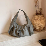 Nylon Large Capacity High Quality Shoulder Bag Solid Color Zipper Simple Casual Handbag Soft Versatile Commuting Tote Bag