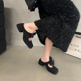 2024 Summers Cover Toe Women's Slippers Fashion Elegant Thick Heel Singbacks Mules Shoes Ladies Outdoor Slides Sandalias