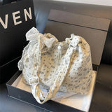 Nylon Flower Pattern Lace Decoration Women's Tote Bag  Best-selling Fashionable and Versatile Large Capacity Shoulder Bag