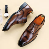 Luxury Brand Men's Glossy Leather Shoes Classic Brogue Shoes Lace Up Men's Office High-quality Business Shoes Big Size：38-48